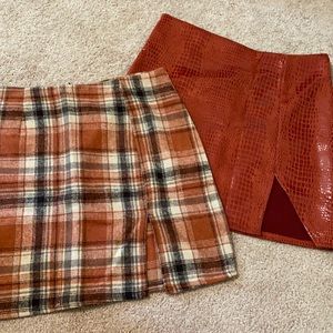 Plaid and snake skin skirt bundle